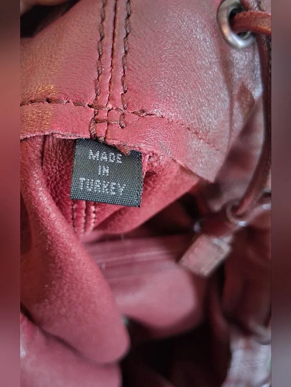 EUC RARE Y2K Burberry Buckleigh Burgundy Calfskin Casual Bucket Tote Purse Bag